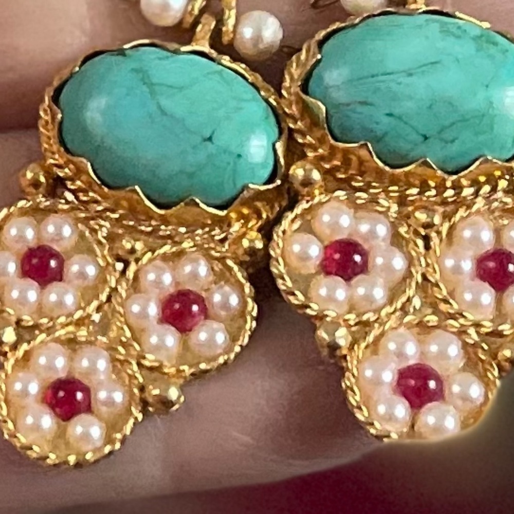 Elegant Gold and Turquoise Earrings